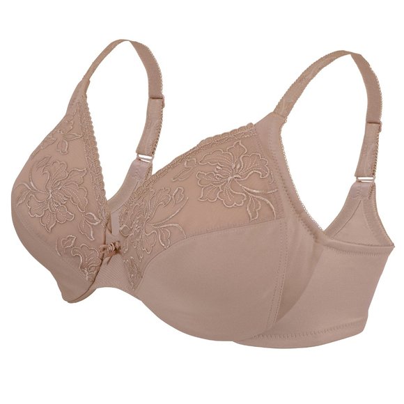 Glamorise 32C ELEGANCE Bra (UNDERWIRED) Embroidered (SMOOTHING) TAUPE NEW - Picture 2 of 11